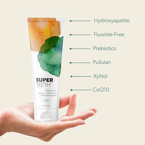 Miniatura 5 de SuperTeeth Hidroxiapatita, pasta de dientes sin flúor con prebióticos Combate las caries y la acumulación de placa Remineraliza los dientes