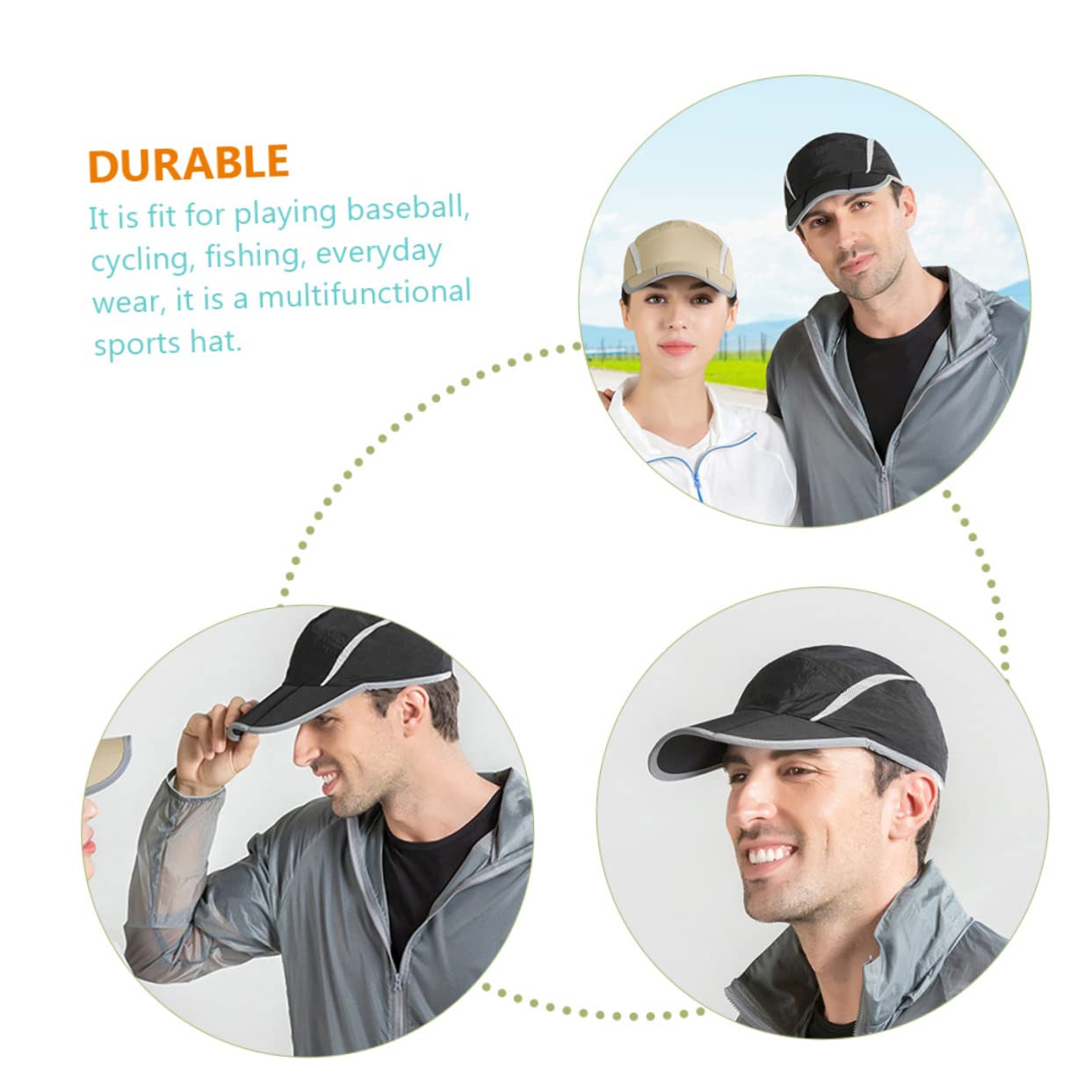 Beavorty Chapeau De Soleil Casquette Hommes Respirant Chapeaux De Sport pour Hommes Caps pour Hommes Chapeau D'été pour Hommes Chapeau pour Hommes Nylon Black