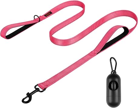 Dog Leash, Heavy Duty Dog Leash, Leashes for Large Breed Dogs .5FT.6FT, Double Handle Dog Leash, Reflective Training Lead, Perfect for Medium to Large Dogs5FT, Pink