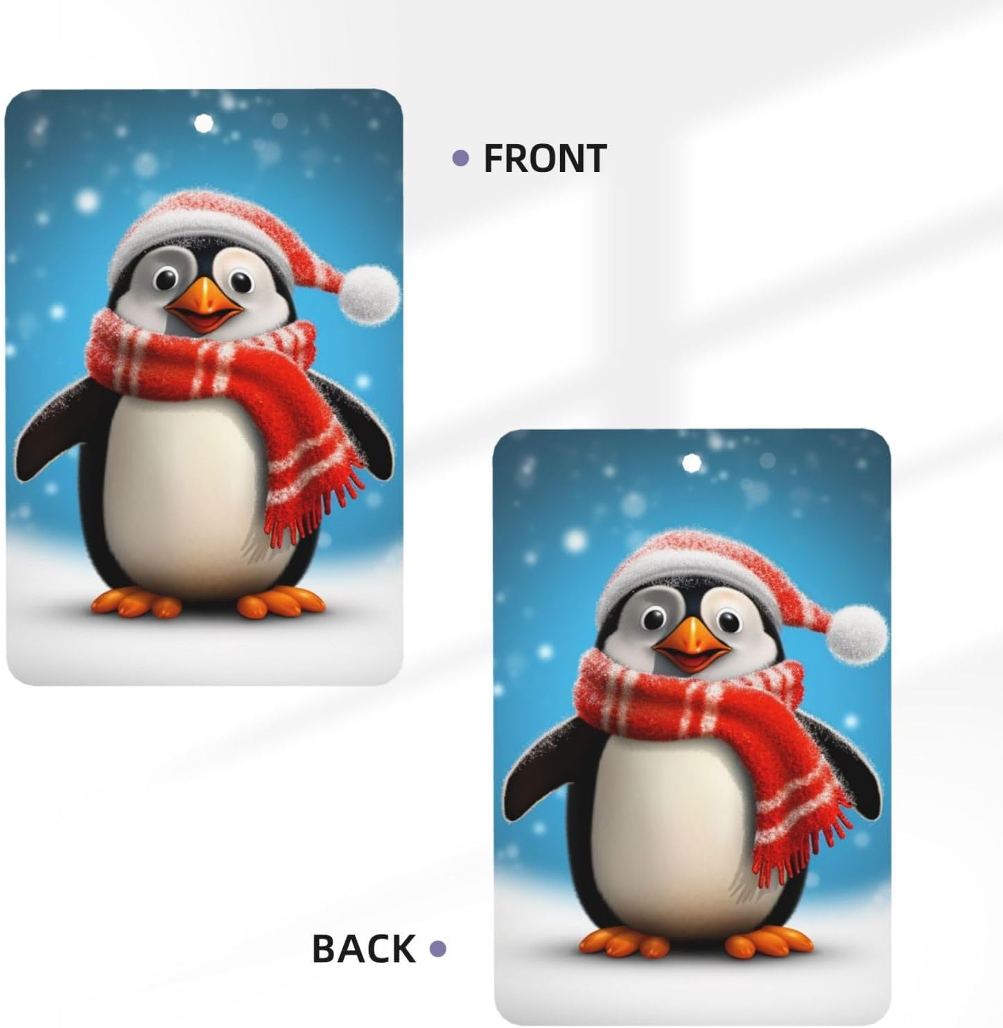 Christmas Funny Penguin Car Air Fresheners Cards Set of 4 Pieces, Long-Lasting Auto Aromatherapy Tablets Gifts Car Rearview Mirror Pendant Hanging Scented Cards for Wardrobe Bathroom image 3
