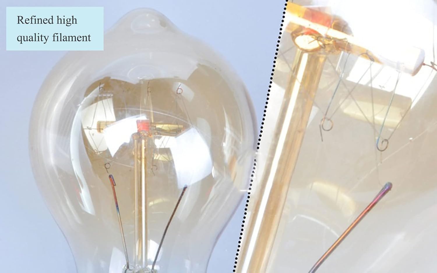 A19 LED Edison Light Bulbs, 40W Equivalent E26 Base Antique LED Bulbs for Home Lighting, Warm White 2200K LED Filament Bulb, E26 Medium Base, Amber Glass, 110 Volts, Pack of 6