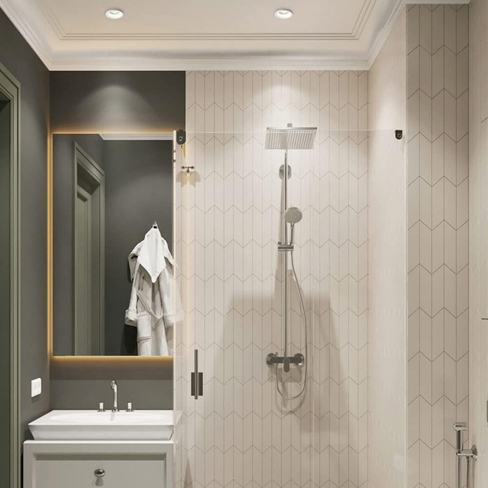 Foco de techo LED Kit de iluminación de disco empotrado Luz de ducha impermeable IP65, lámpara de punto direccional de montaje empotrado de 2 piezas, focos de techo(4000K,7W)