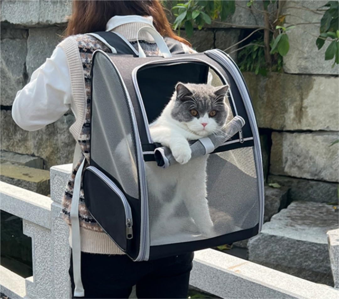 Transportín Gato Bolsa De Transporte para Gatos Al Aire Libre, Mochila Portátil Transpirable para, Tela Malla Viaje para Y Perros Perros Pequeños(A)