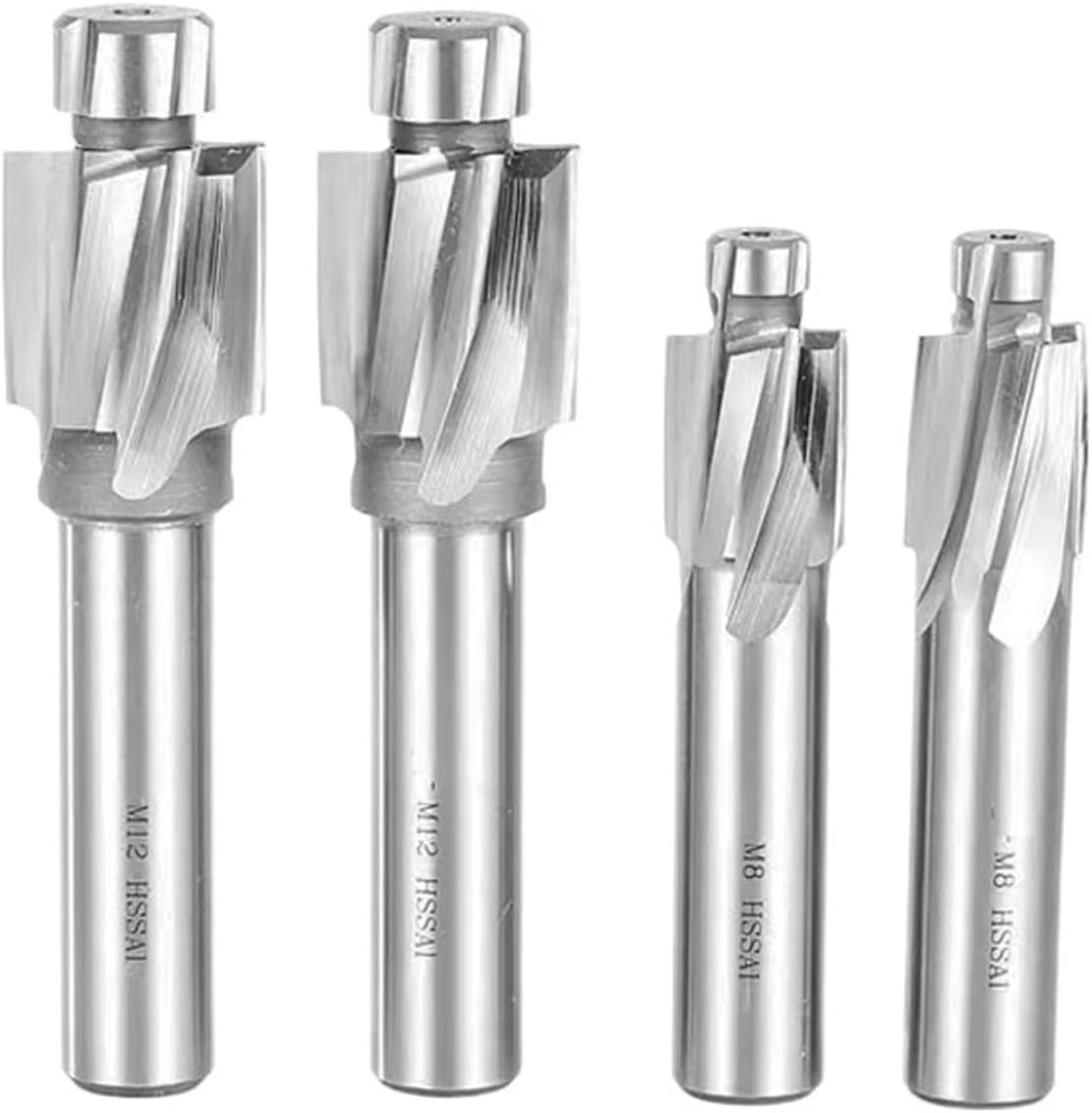 PilotedCounterbore Cutter HSSFlat Bolt Hole Cap Screw4-Flute Countersink MillingTool M3-M20 Pilot SlotDrill(Counterbore,M4 M4.2x8)
