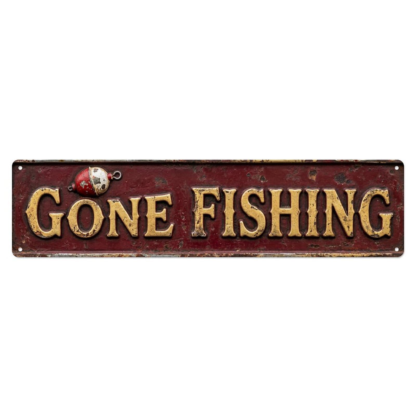 GONE FISHING Fishing Neighborhood Vintage Metal Tin Sign Wall Decor for Cafe, Club, Garden Metal Poster 4x16Inch