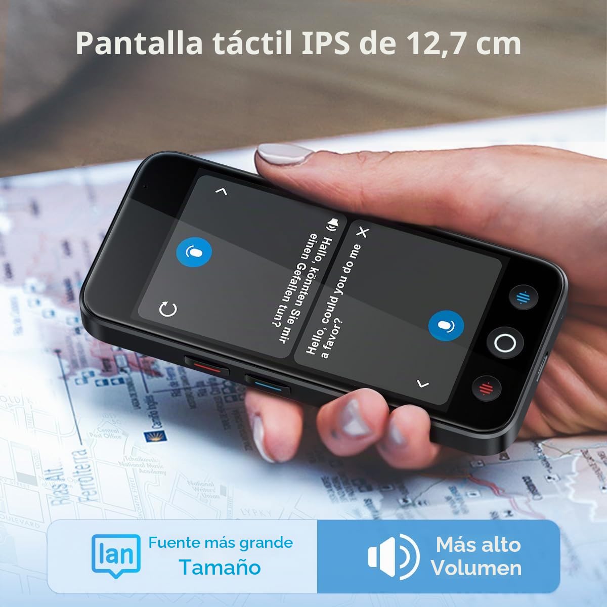 kentfaith Dispositivo Traductor de Voz Portátil, 144 Idiomas Online&Offline, Pantalla 5” Táctil, Cámara 8MP, ChatGPT Integrado, Traductor Bidireccional Instantáneo para Viajes/Negocios/Estudio -128G
