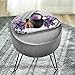 Sorbus® Velvet Footrest Stool, Round Mid-Century Modern Luxe Velvet Ottoman, Footstool Side Table, Removable Metal Leg Design (Gray)