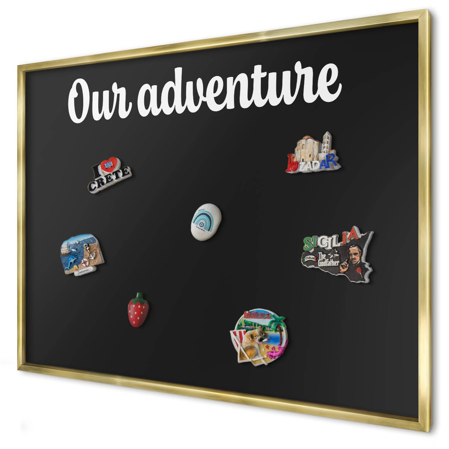 Explorer Magnetic Board 100x70 cm | Gold Frame | Our Adventure