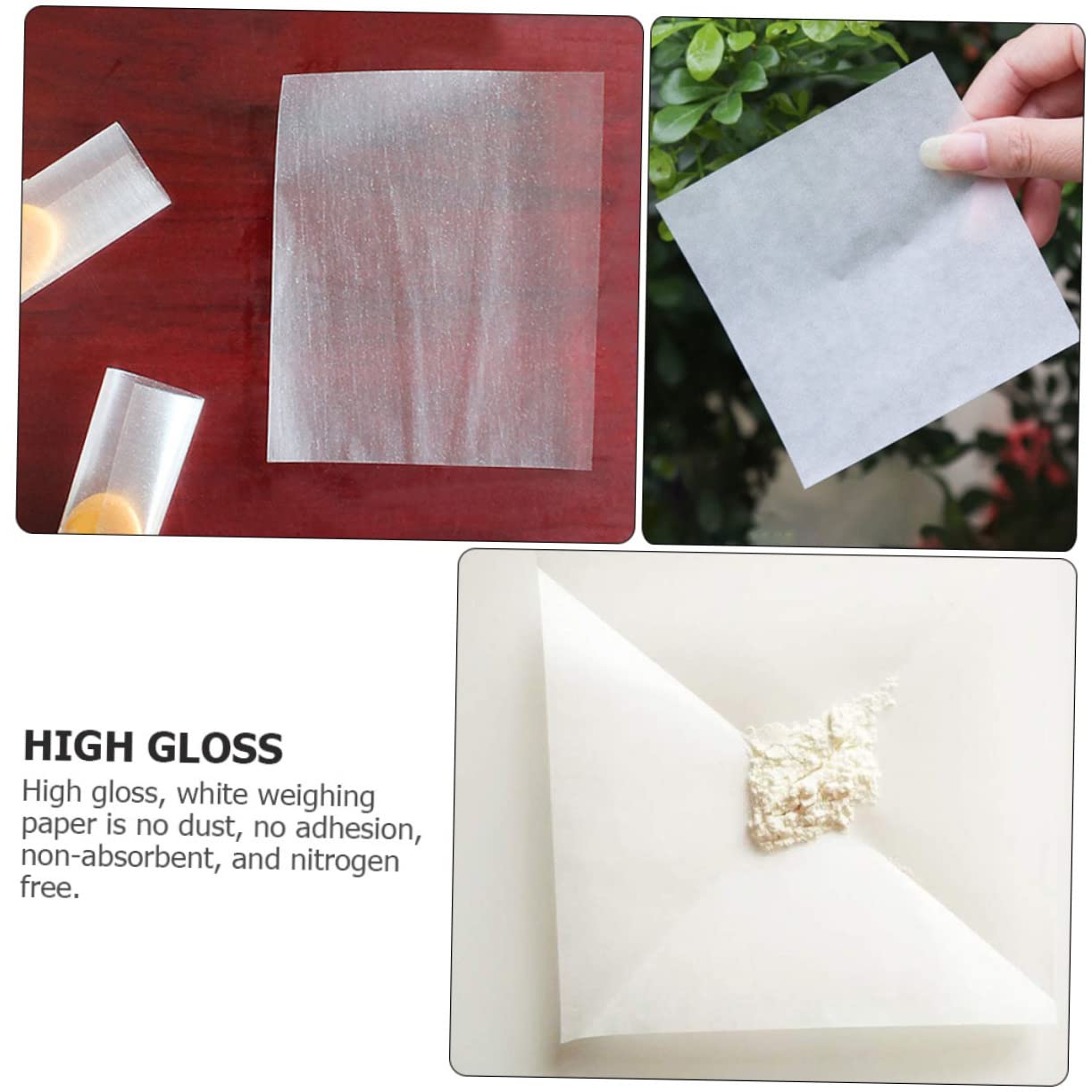 SOLUSTRE 3sets High-Gloss Weighing Paper Sheets Square Paper for Samples Transfer Coated Food Scale Laboratory Weighing 500sheets*3