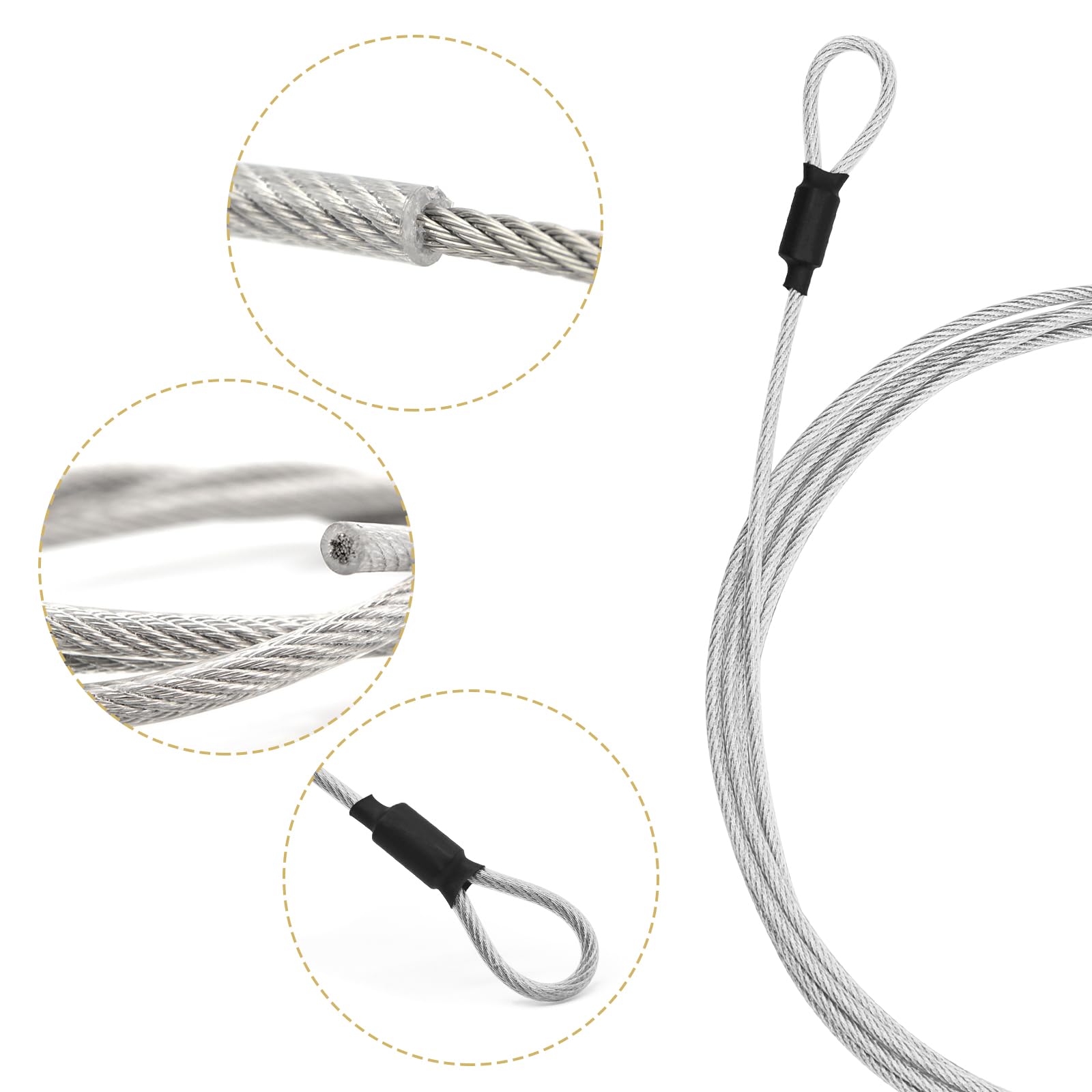 JINTANG 6PCS Drahtseil mit osen,3 Meter Fahrradschloss Lang,Kabelschloss