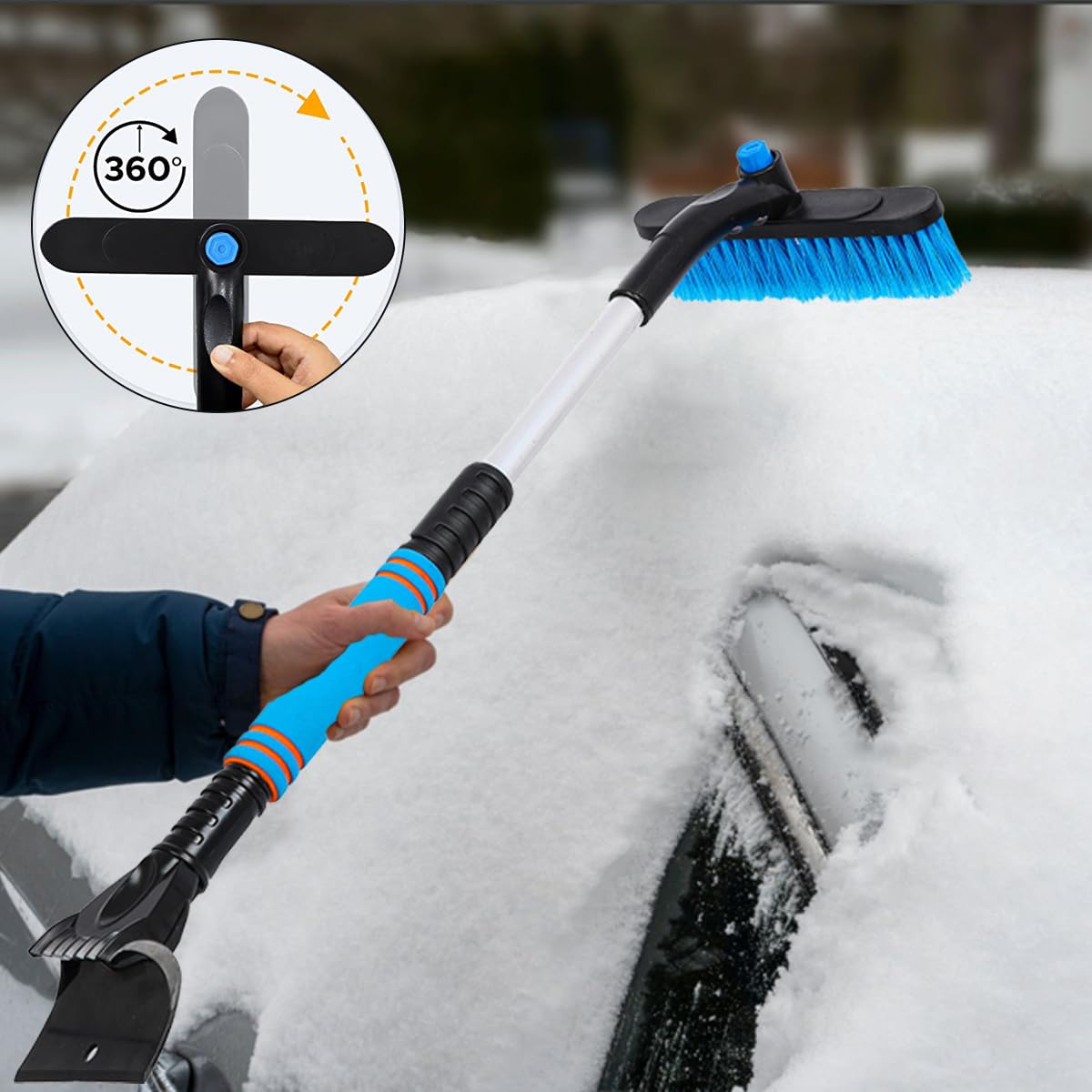 Cepillo de Nieve del Coche,Cepillo de Nieve con raspador de Hielo,Cepillo de Nieve Desmontable,Cepillo para Quitar Nieve,Cepillo de Nieve Extensible y Rascador de Hielo para Coche (Negro)