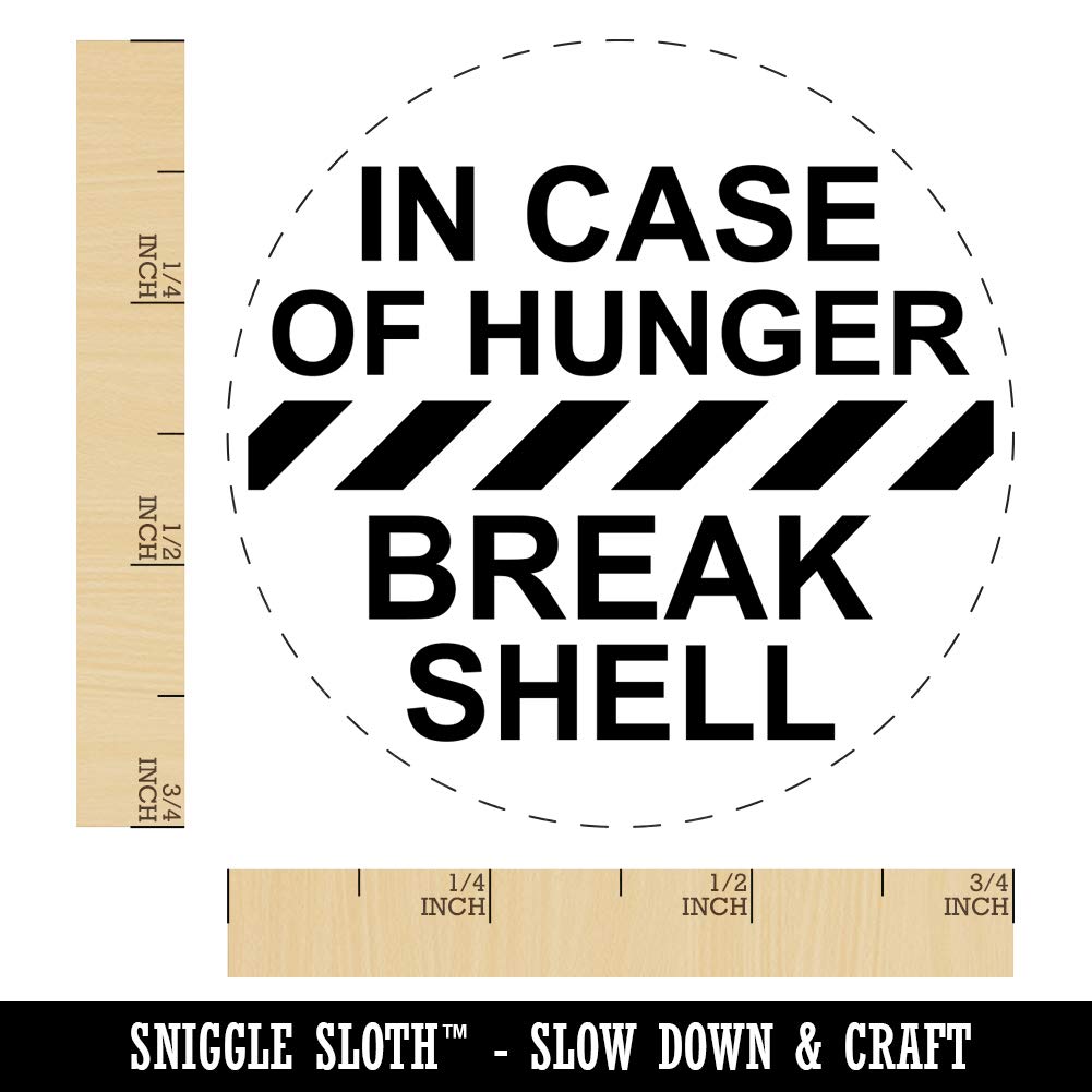 in Case of Hunger Break Shell Chicken Egg Rubber Stamp - 3/4 Inch Small