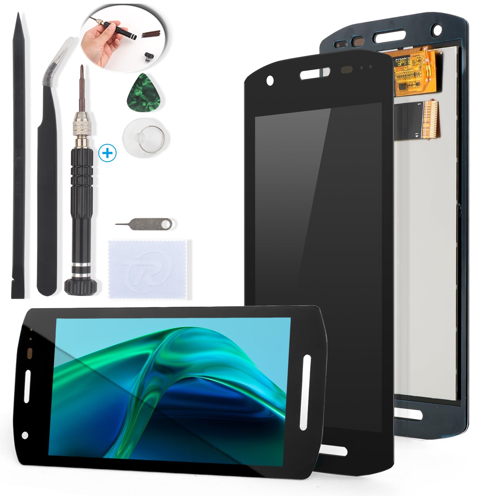 YWLRONG for Zebra TC21 Screen Replacement for Zebra TC21, TC210K, TC26 Display Touch Screen Digitizer for PDA Handheld Barcode Scanne Assembly Replacement with Tools（with Camera Cutout ）
