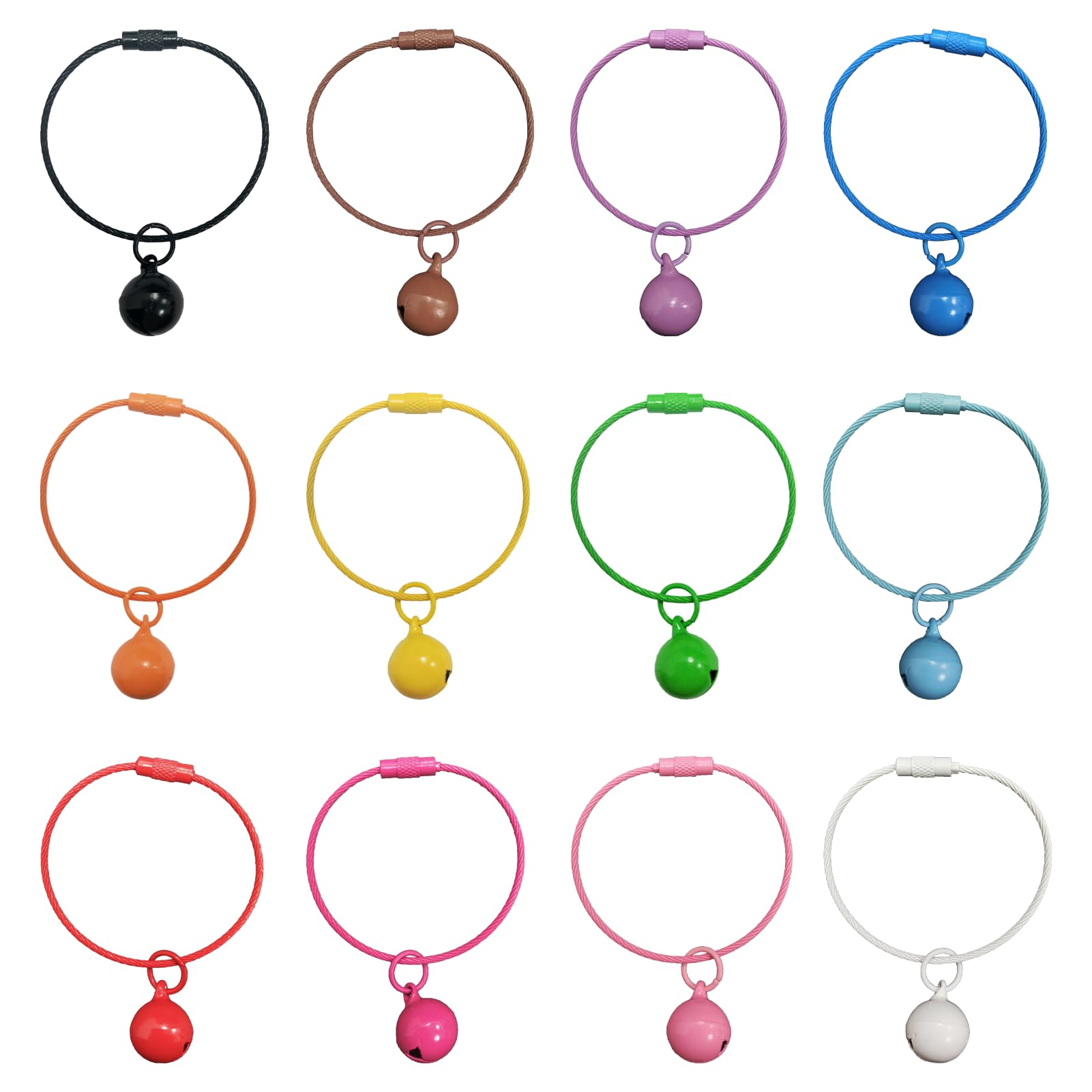 Gredak Wire Keychain Cable Stainless Steel, 12 Pcs 1.5mm 6 Inch 12 Colors Cable Key Ring with bell, Keychain Lock Durable for Keys, Heavy Duty Luggage