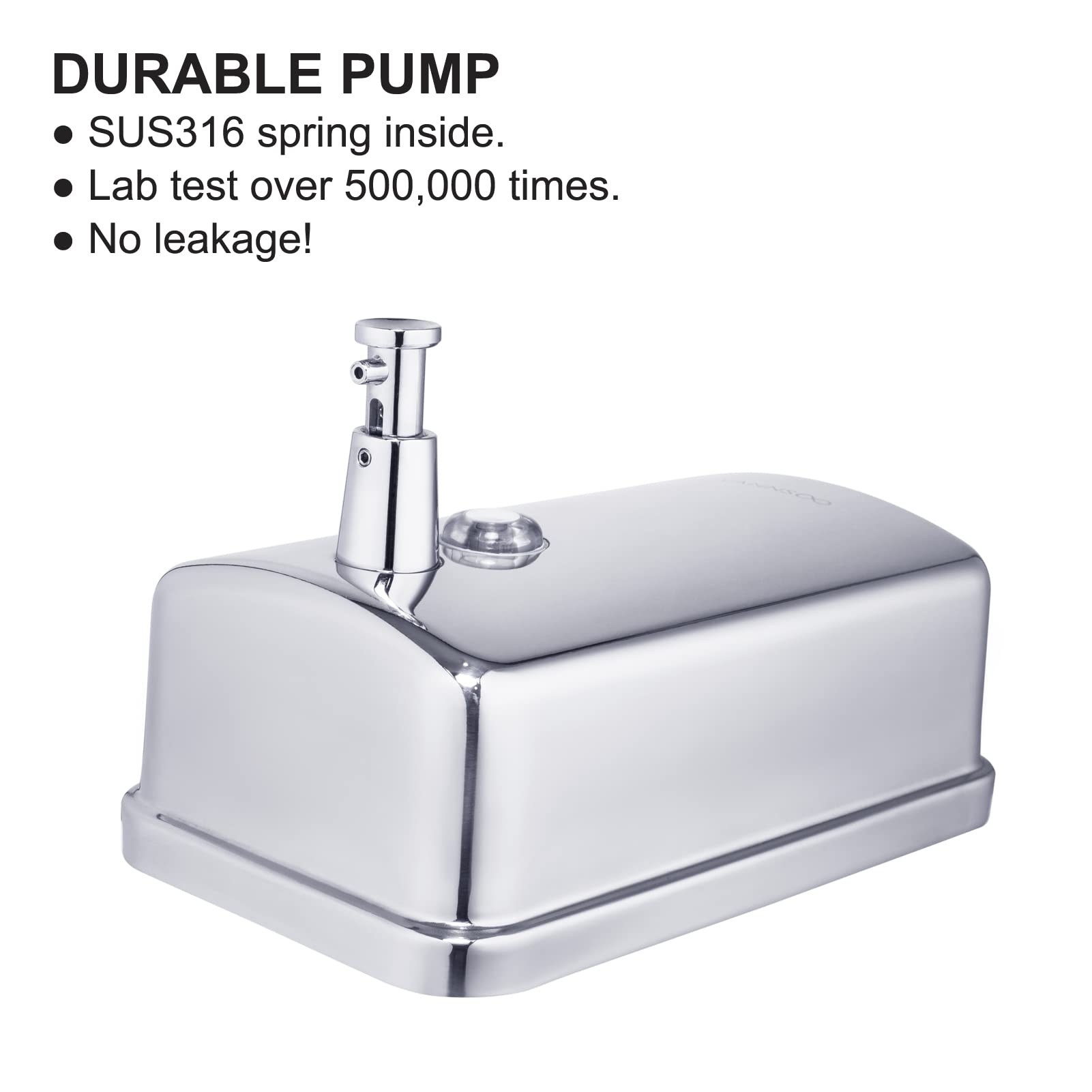 Dispensador de jabón comercial de acero inoxidable para montaje en pared, 37 onzas líquidas | Bomba de líquido manual de 1100 ml, a prueba de óxido, sin fugas para baño