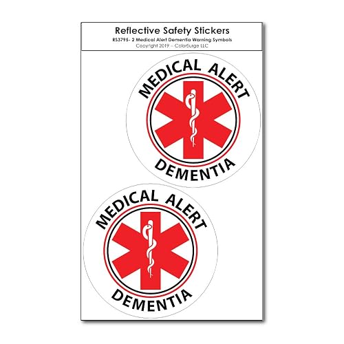 Dementia Medical Alert Reflective Decals | 2-Pack Small | Weatherproof