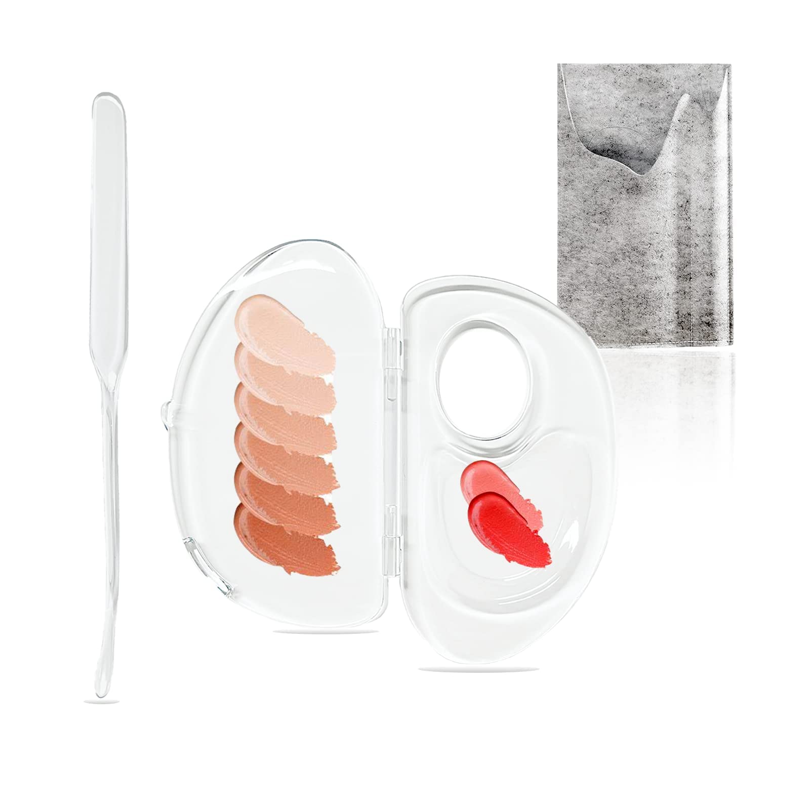 Makeup Mixing Palette With Felt Bag - Hand-Held Nail Art Manicure Clear Palette for Mixing Foundation