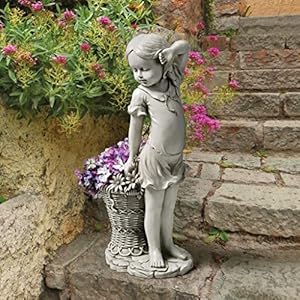 Designtoscanofrancestheflowergirloutdoorgardenstatuewithplanter21inchtallcaststoneresinantiquestonefinish Urban Country Home Decor Design toscano frances the flower girl outdoor garden statue with planter 21 inch tall cast stone resin antique stone finish urban country home decor