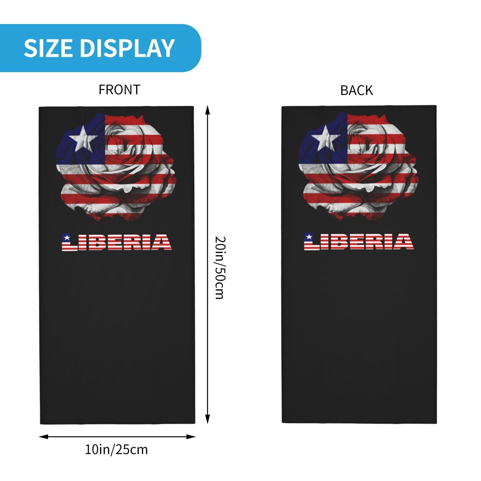 Vintage Rose Liberia Liberian Flag Neck Gaiter Face Mask for Men Women Uv Protection Seamless Face Shield Cool Breathable Cycling Riding Running Headbands Bandana