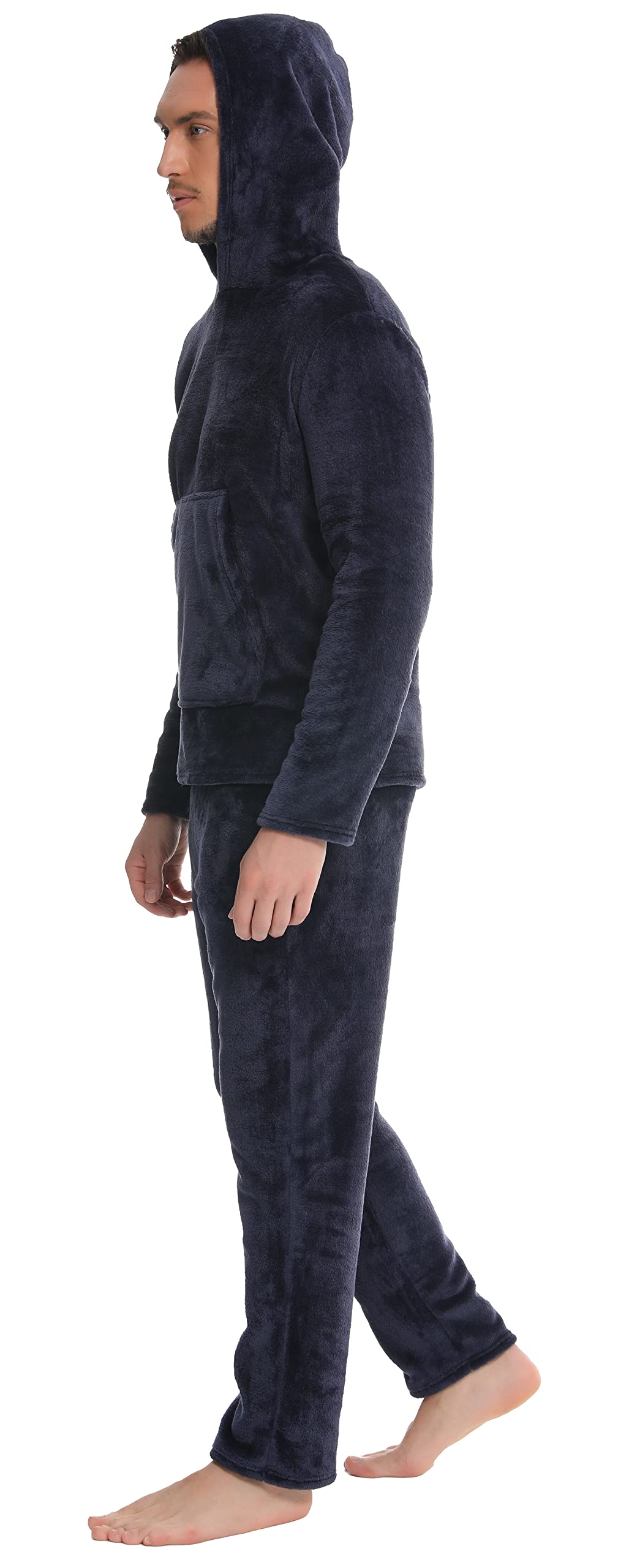 Vlazom Pigiama Uomo Flanella Calda 2 Pezzi con Cappuccio e Tasche Morbido | Flanella Morbida e Calda, Grande Tasca Ventrale, Cappuccio Integrato per Più Calore, Disponibile in Più Colori