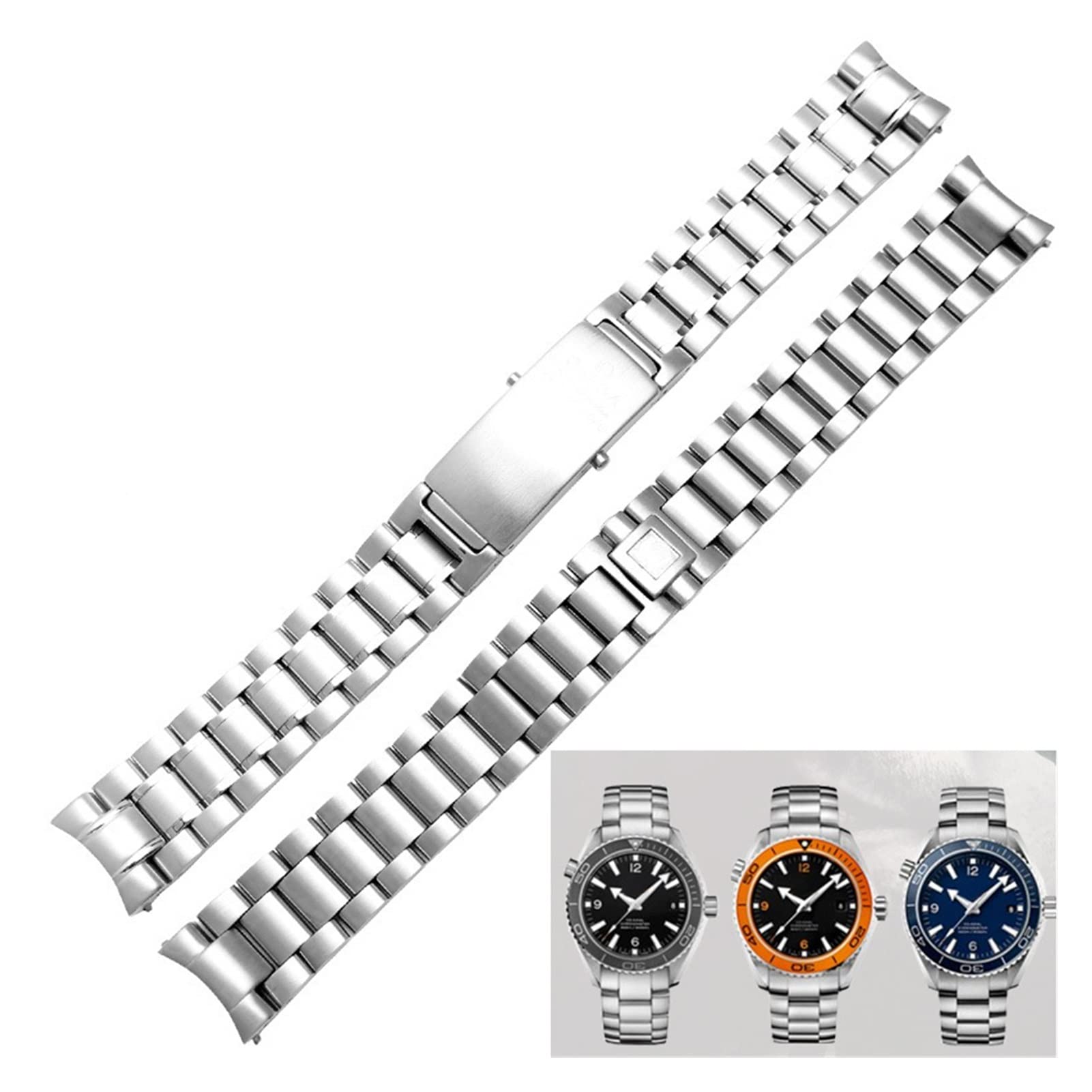 Uhrenarmband， Massives Edelstahlarmband mit gebogenem Ende for Uhren