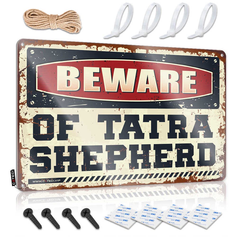 Tin Sign Wall Decor Beware Of Tatra Shepherd Sign Funny Plaques For Men Tin Metal Bar Signs(20X30CM)