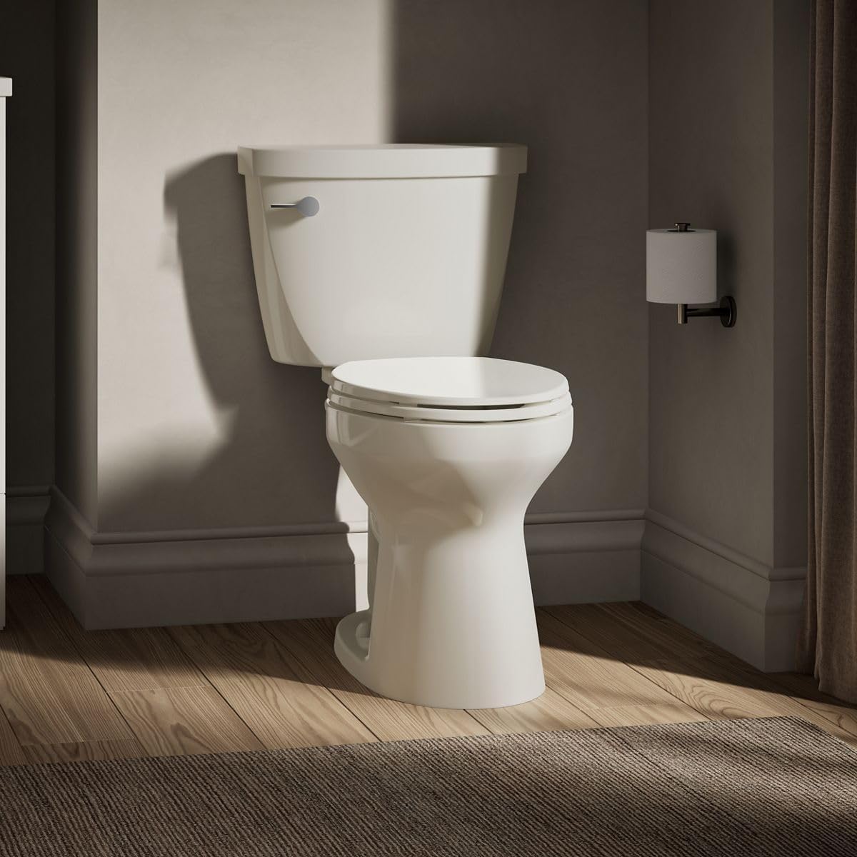 KOHLER Toilet, Elongated, Cimarron, ContinuousClean Technology, Revolution 360 Flushing, 1.28 gpf, Biscuit, Seat NOT included, K-31624-96