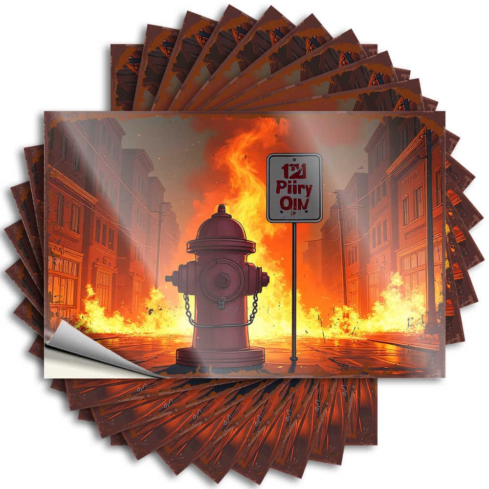 Saying Punk Girly Water City in Flames: A Fiery Hydrant Scene - No Residue Decals for Alcohol(12X18CM)