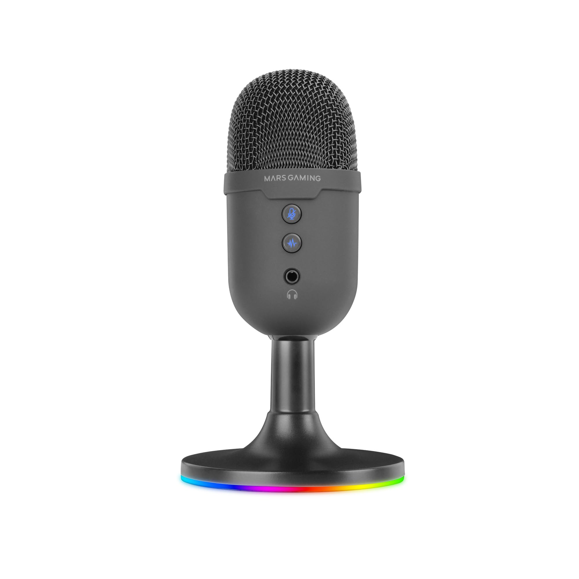 Mars Gaming MMIC-CX, Microfono da Studio Professionale, Design Compatto ARGB, Audio Alta Definizione, ENC Noise Cancel, Condensatore Cardioide, Mute, USB Plug&Play, Jack 3.5mm, Nero