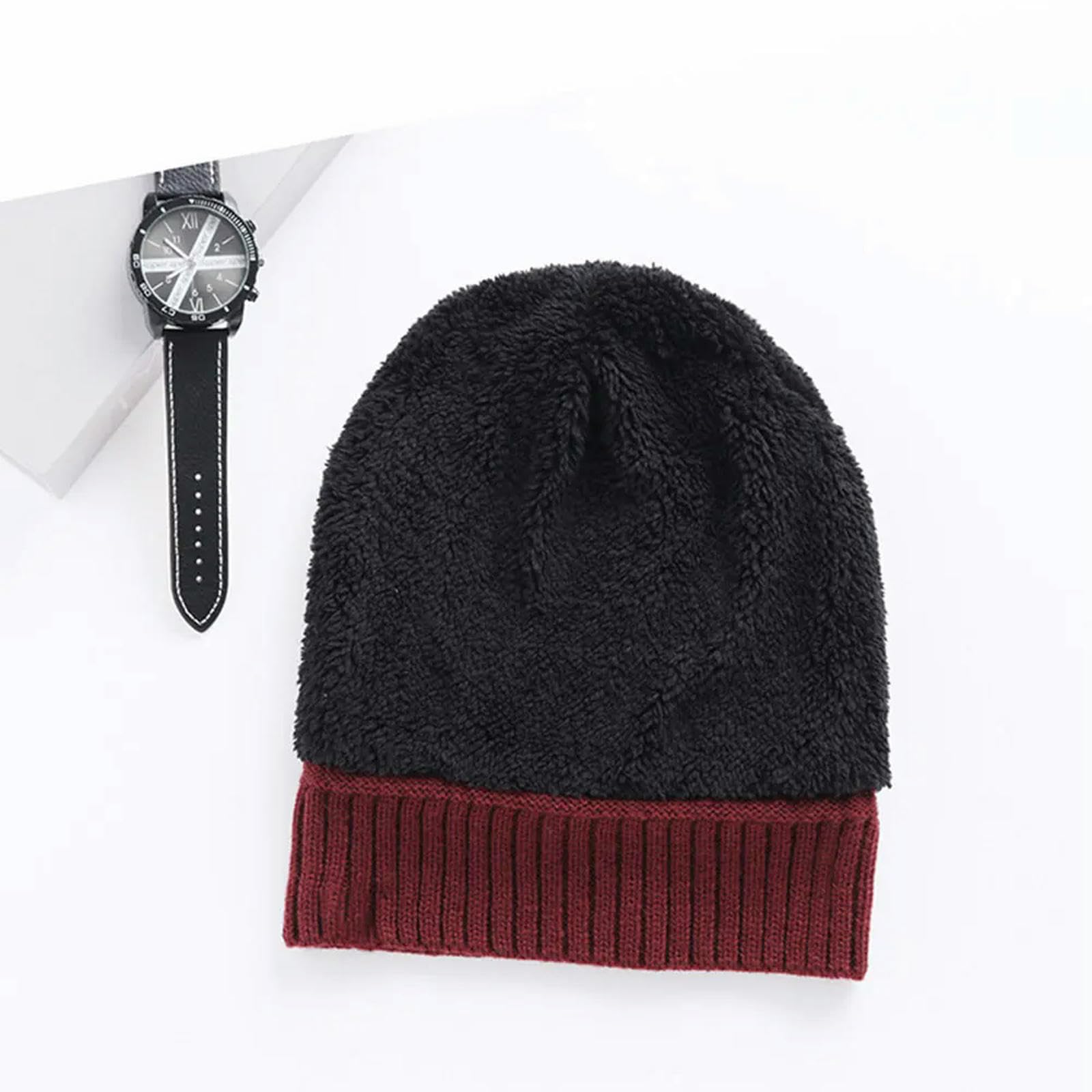 Schal Mütze Handschuh Set 3 Pcs Hut Schal Touchscreen Handschuhe Herren Winter Warmer Strick -Mütze Outdoor Sportarten