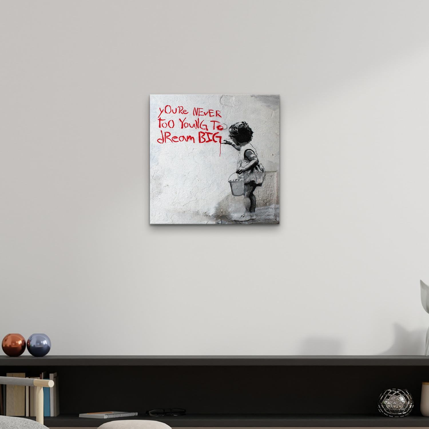Giallobus - Gemälde - Banksy - - Standardleinwand - 50x50-16 - Nie zu jung - Bereit zum Aufhängen - Moderne Gemälde