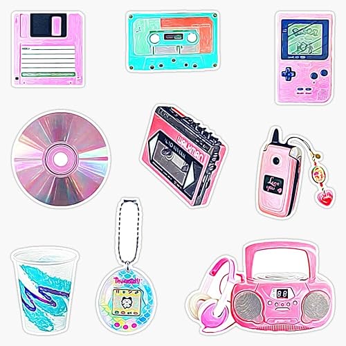 90's Kid Retro Nostalgia Collection Set  Paquete de sábanas  3 calcomanías para parachoques de ventana de 5 pulgadas