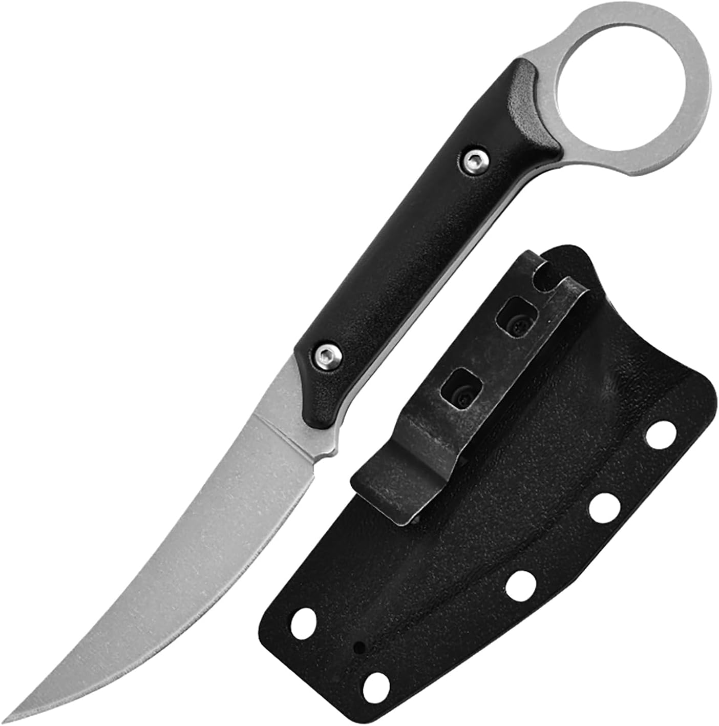 Survival EDC Fixed Blade Knife, w/Kydex Sheath, Belt Clip For Vertical and Horizontal Carry, Full Tang Utility Knife, Camping Hunting Fruit Knife