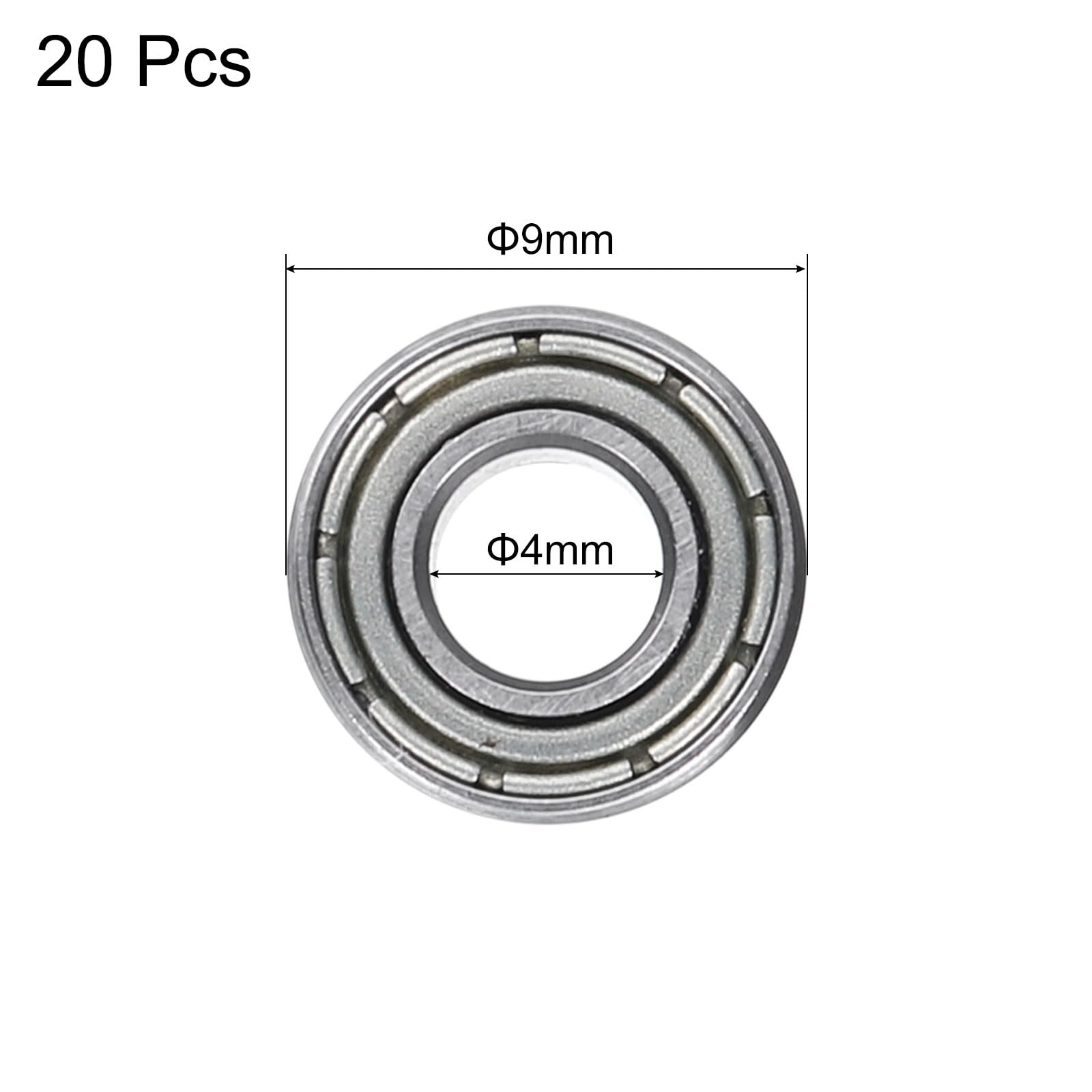 QUARKZMAN 20 sztuk 684ZZ łożyska kulkowe zwykłe 4 x 9 x 4 mm, łożyska ze stali chromowanej, podwójnie uszczelnione, precyzyjne łożyska, P0 (ABEC 1)