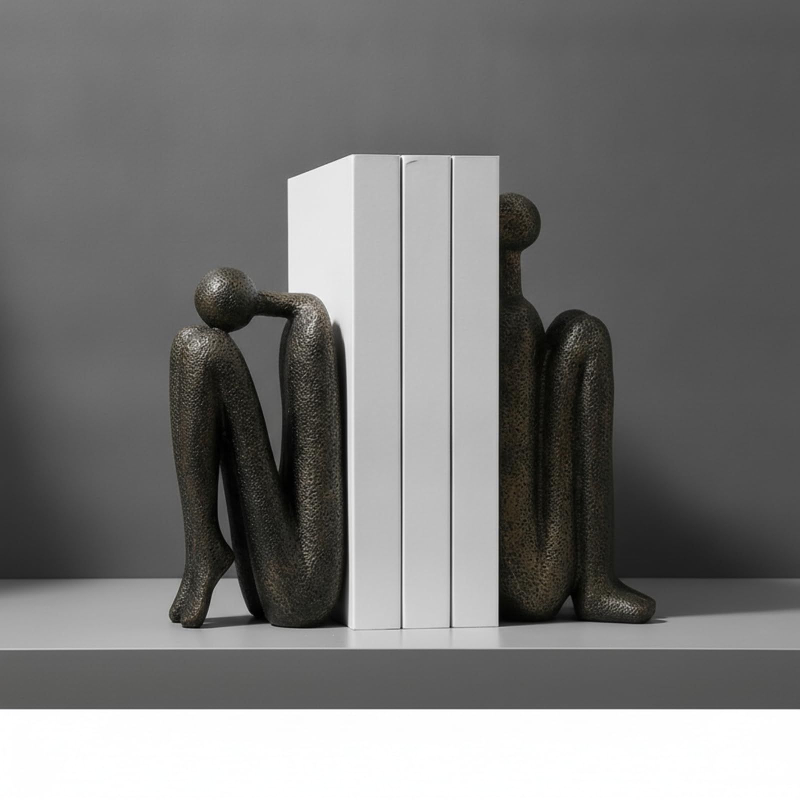 2 Stück Nonfigurativ Figur | Buchstütze aus Kunstharz, Bücherhalter mit Skulptur-Design, für Vitrine, Buchliebhaber