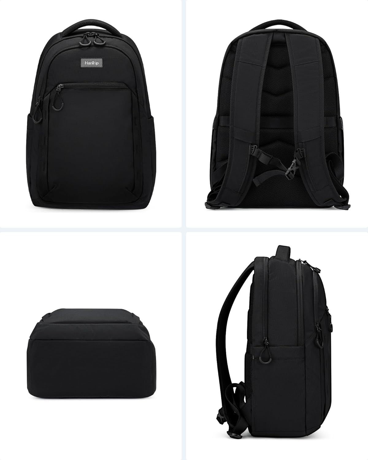 Travel Laptop Backpack for Women Men, 18 Inch Large Work Backpack for Commuter College School Book Bags, Water Resistant Backpack with Luggage Strap Water Bottle Pocket Chest Strap, Black - Image 11