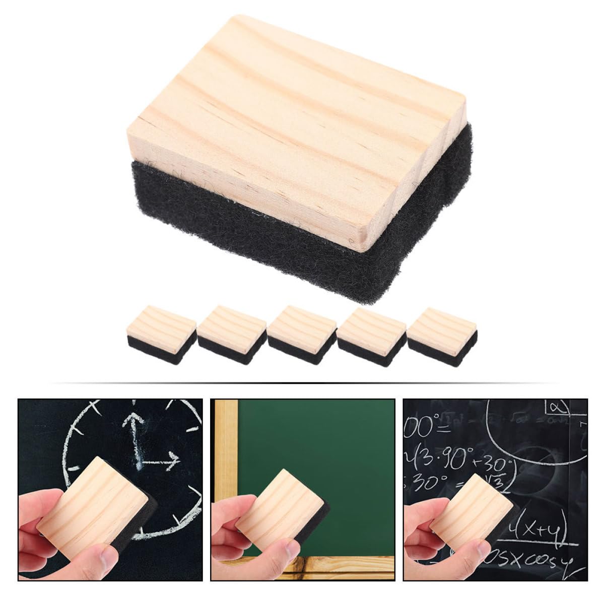 VILLCASE 5 Ensembles Gomme Pour Tableau Noir En Bois Tableau À Craie Calendrier Tableau Effaçable À Sec Gomme Électrique Grosse Gomme Marqueurs Pour Tableau Feutre 6 Pièces * 5