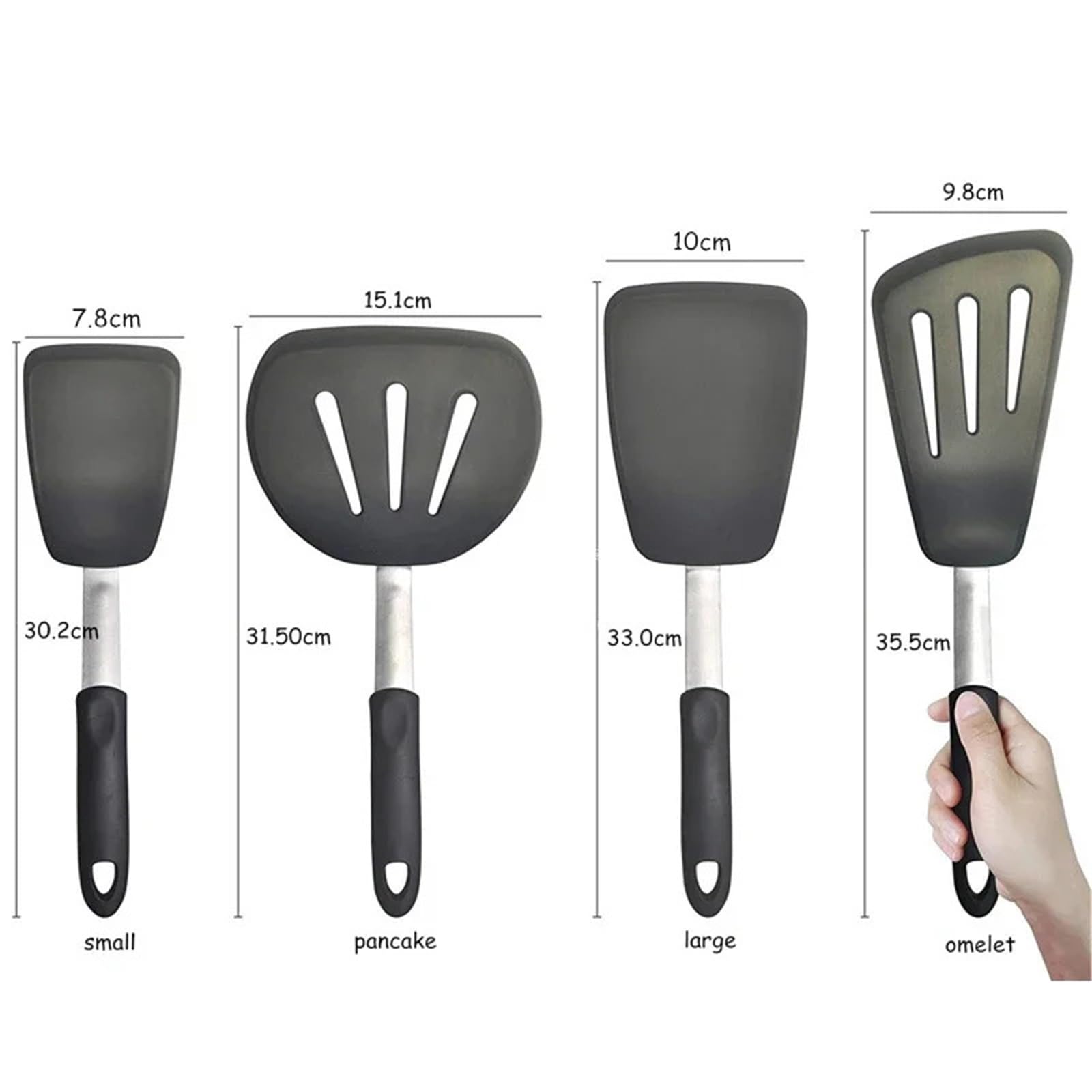 Espátula giratoria de silicona antiadherente Para Salteados | Espátula giratoria Flexible resistente al calor, aleta for panqueques, utensilios de cocina(Big Shovel)