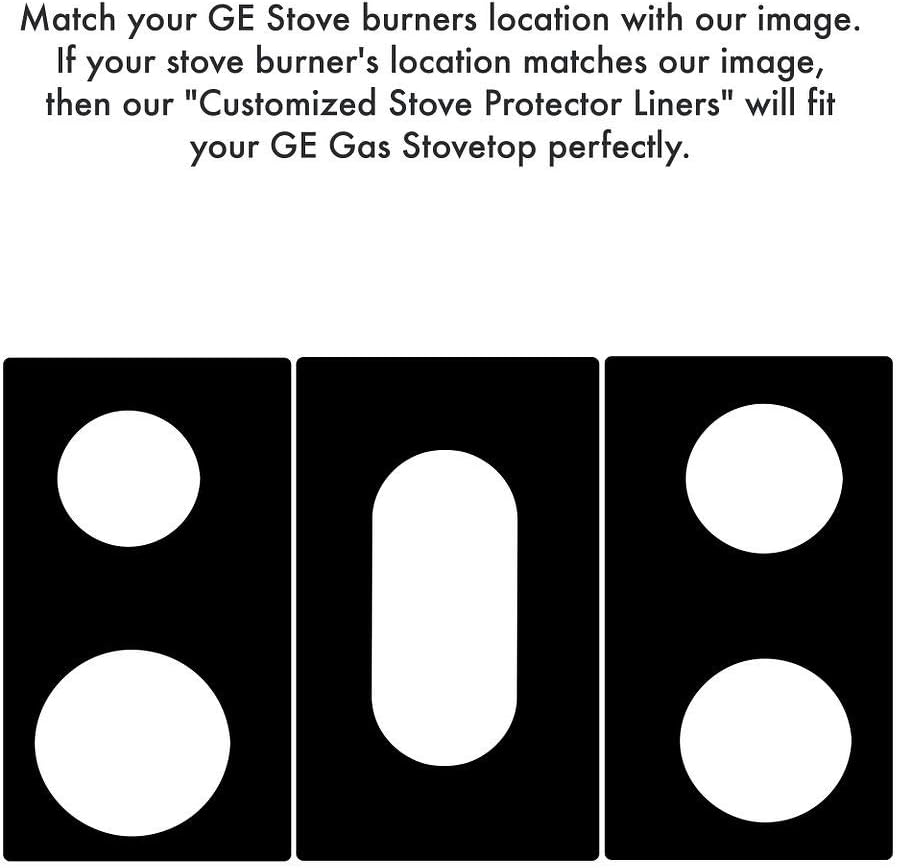 Premium Plus Stove Protectors for GE Gas Range Model PGS950EEF2ES, Custom Cut, Easy to Clean Stove Liner, Made in the USA.