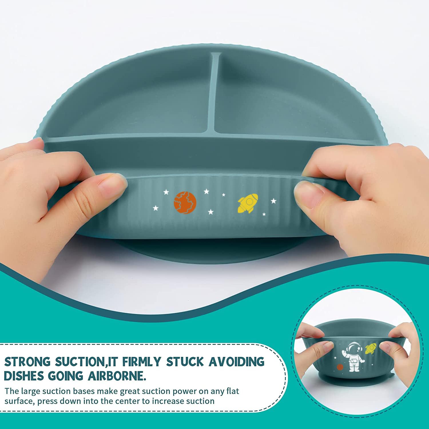 Baby Weaning Set including Pattern, Suction Bowls Sets, Silicone Baby Feeding Set - Image 3