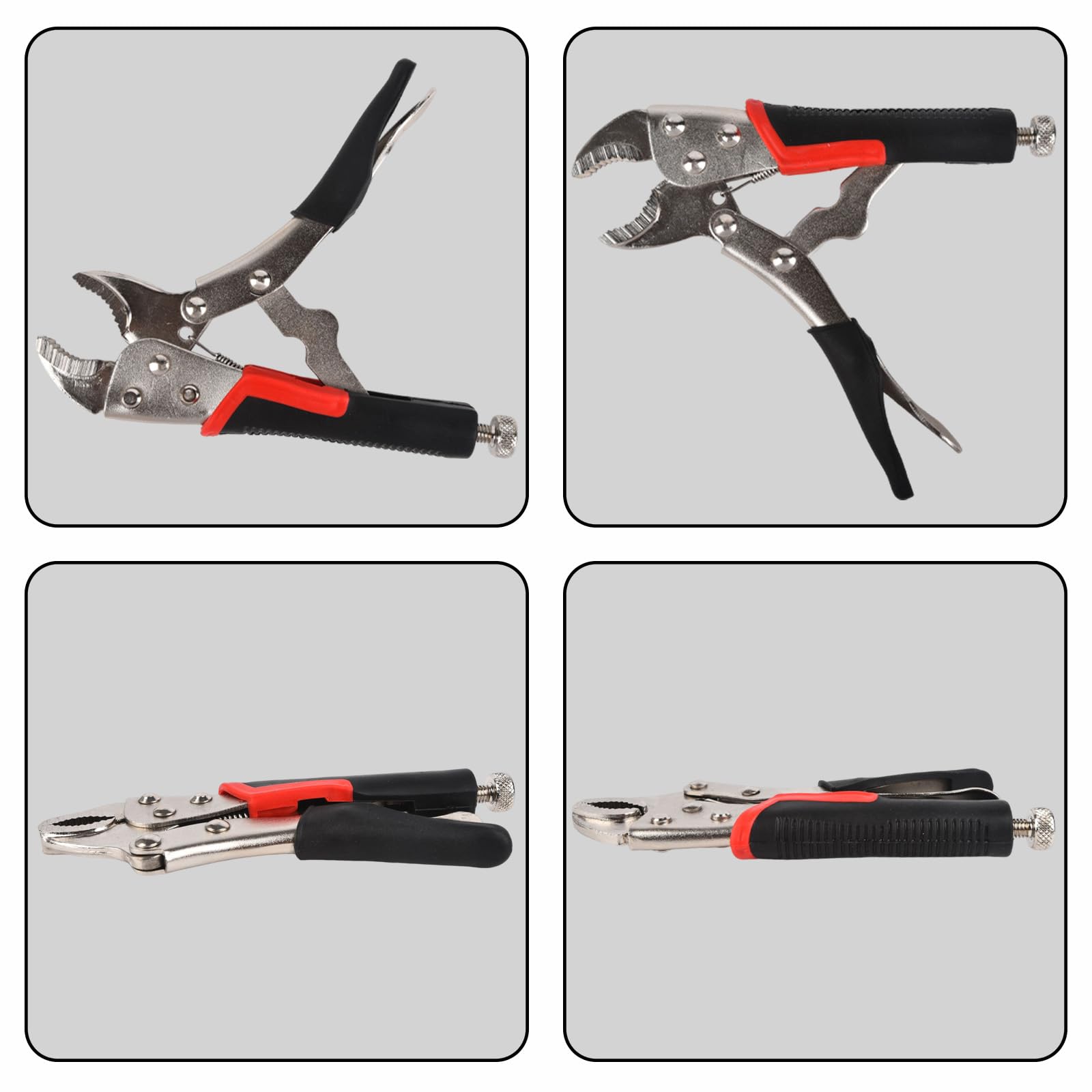 Alicates de bloqueo Mole Grips resistentes ajustables tipo C curvado, alicates de bloqueo automático para tuberías eléctricas, mantenimiento del automóvil, negro y rojo (5 pulgadas + 7