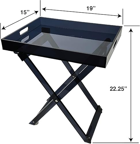 Miniatura 2 de Designstyles Mesa plegable de acrílico - Escritorio moderno y elegante - Mesa de servicio de cocina y bar - Elegante diseño transparente (ahumado)