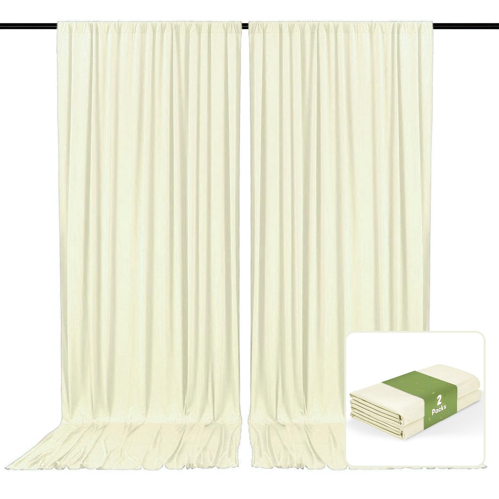 2 Panels Beige Backdrop Curtain, 10 x 7 Feet Background Curtains for Parties, Weddings, Baby Showers, Bachelorette Halloween, Christmas Birthday Party