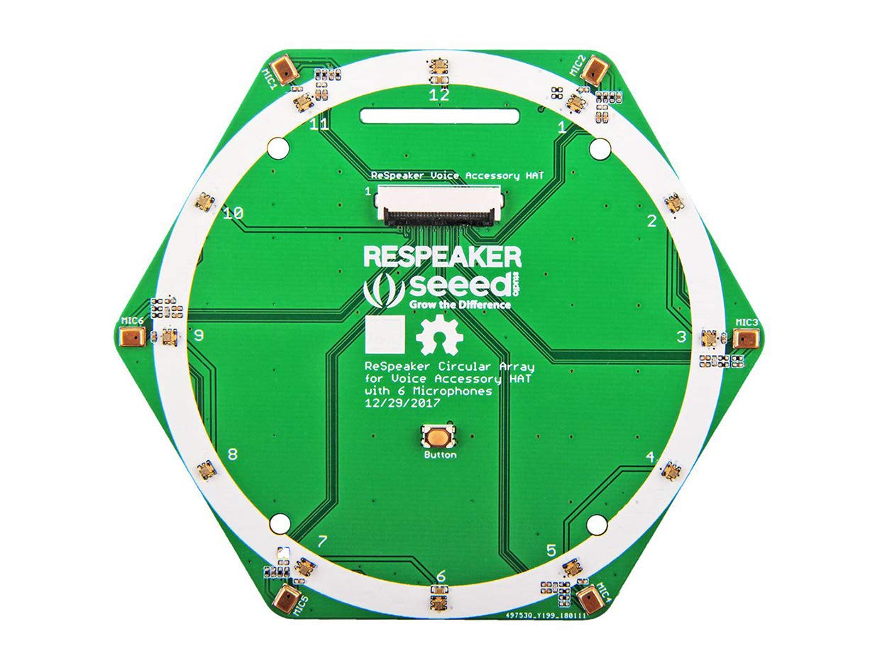 Seeed Studio ReSpeaker 6-Mic - Kit di estensione per microfono circolare, con 2 chip ADC e 1 chip DAC per Raspberry Pi, supporta 8 ingressi e 8 canali di uscita