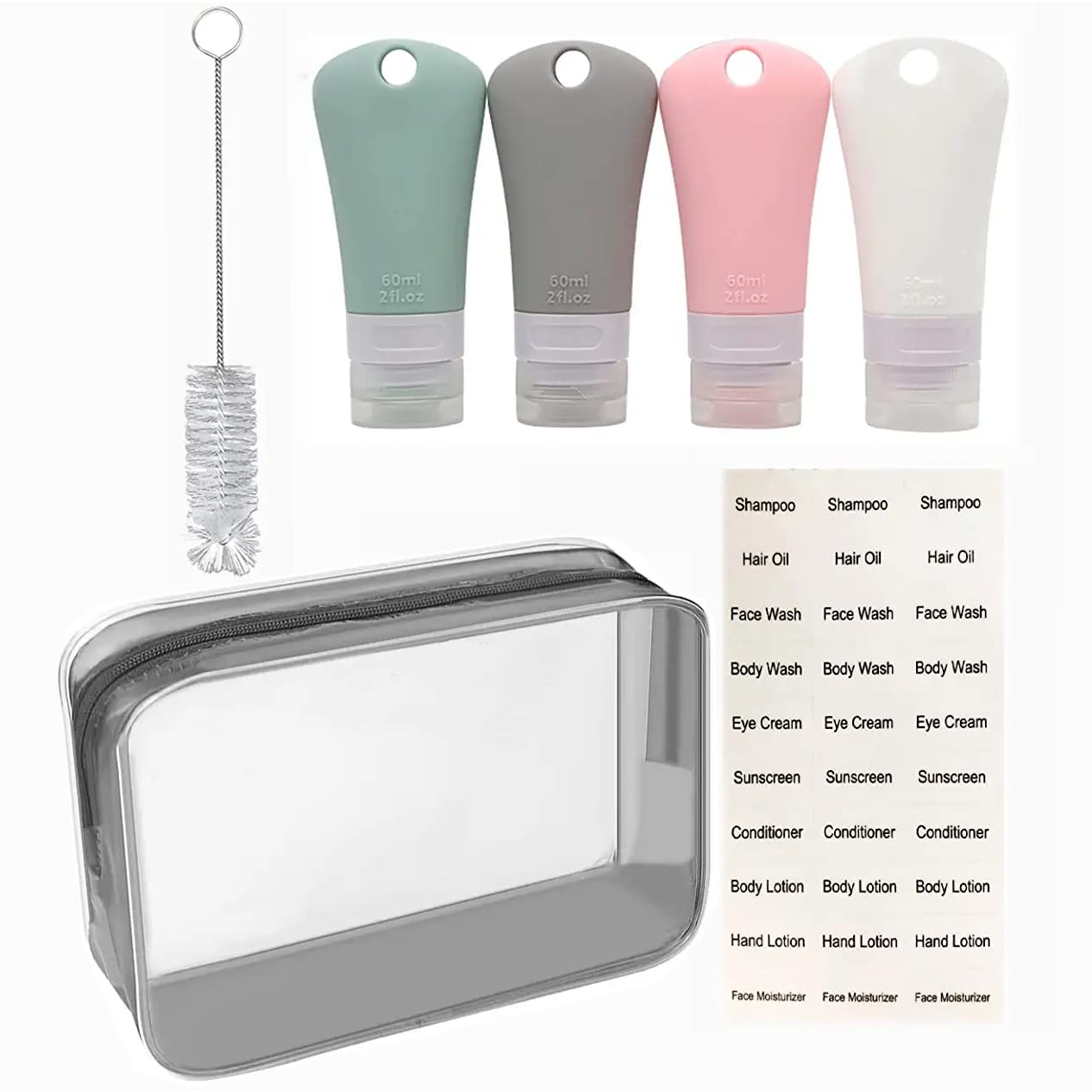 Leak Proof Travel Bottles (Green/Grey/Pink/White)