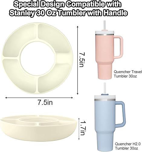 Miniatura 2 de BABORUI Bandeja de aperitivos para vaso Stanley de 30 onzas con asa, vaso compatible con Stanley Cup de 30 onzas, anillo reutilizable para