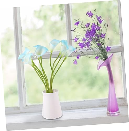 Miniatura 8 de ARTIBETTER 10 jarrones de lirio de cala artificiales azules decorativos, jarrones azules, ramos de boda, boda, fiesta, ramo de flores, ramo de boda,