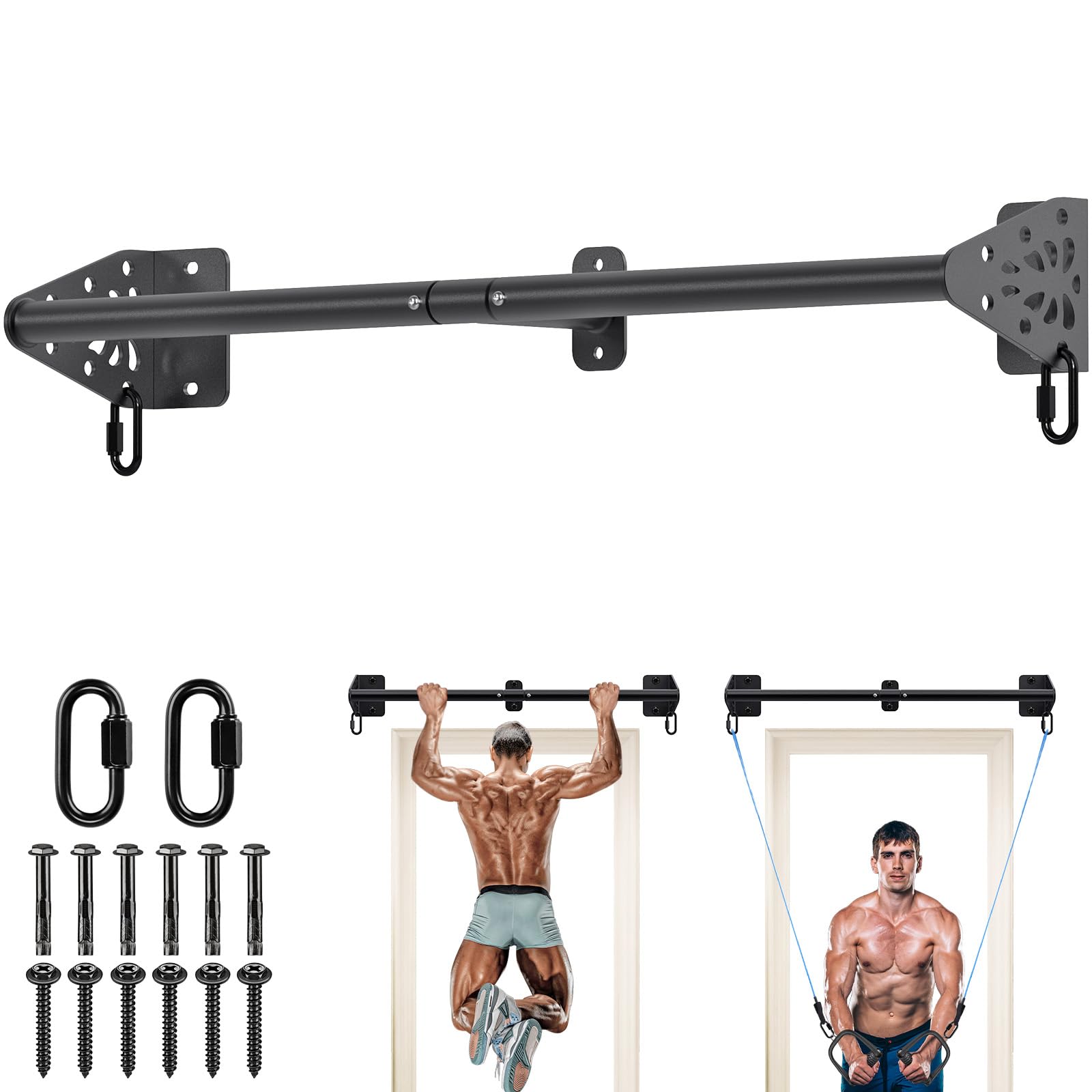 Kipika Wall Mounted Pull Up Bar - Heavy Duty 450 LB Capacity Doorway Chin Up Bar for Home
