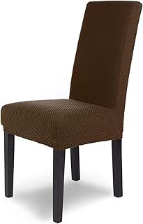 SCHEFFLER-Home Coprisedie Luna / Set di 6 Copri Sedie da Pranzo Elastici / Sedie da Pranzo / Coprisedie Elasticizzato in Flanella con Fascia Elastica / Coprisedie Eleganti, Marrone