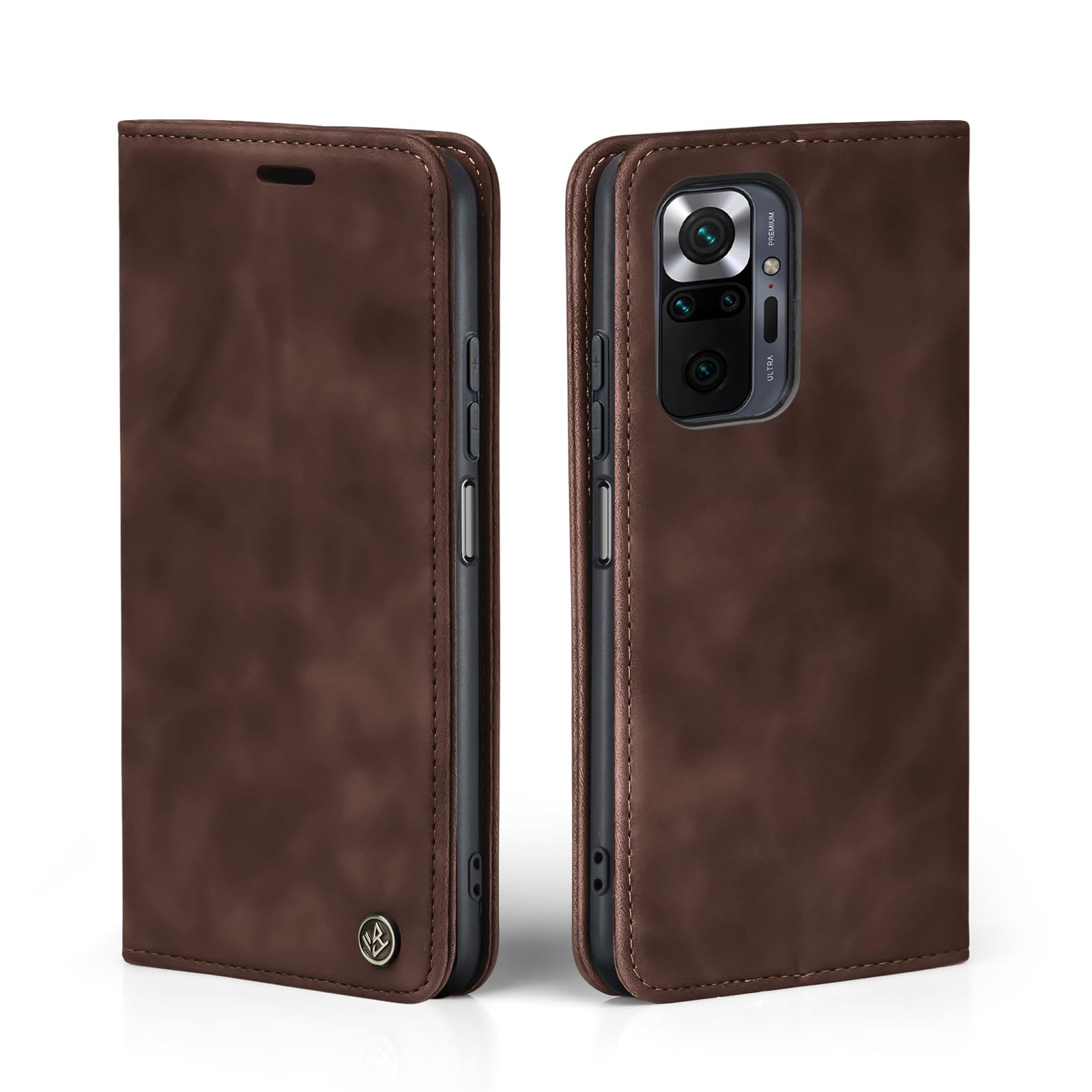 LBH Custodia In Pelle Vintage Per Xiaomi Redmi Note 8 Pro - Marrone Scuro - Con Porta Carte E Banconote, Funzione Leggio, Chiusura Magnetica